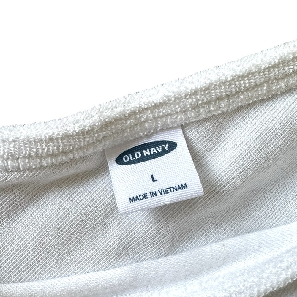 OLD NAVY white terry cloth v-neck drawstring waist romper w/pockets size Large - Picture 5 of 7